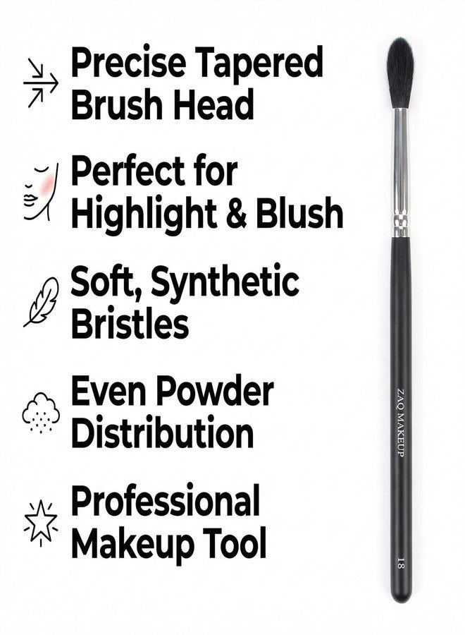 ZAQ TAPERED HIGHLIGHT/BLEANDING BRUSH For Blush, Highlighter, Loose, Or Pressed Powder, Soft, Synthetic Bristles, Precise Makeup Application - Image 2